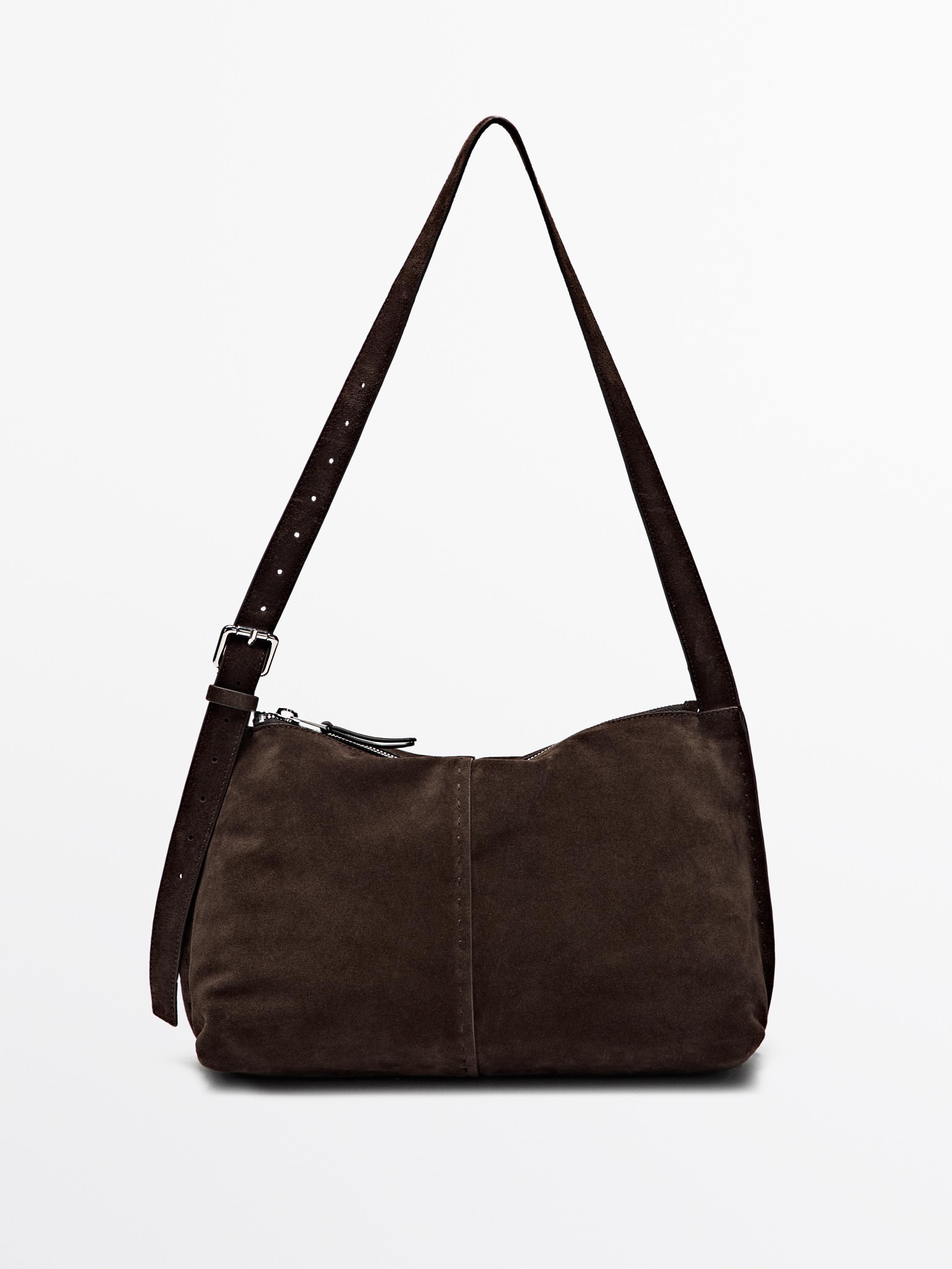 Split suede leather crossbody bag